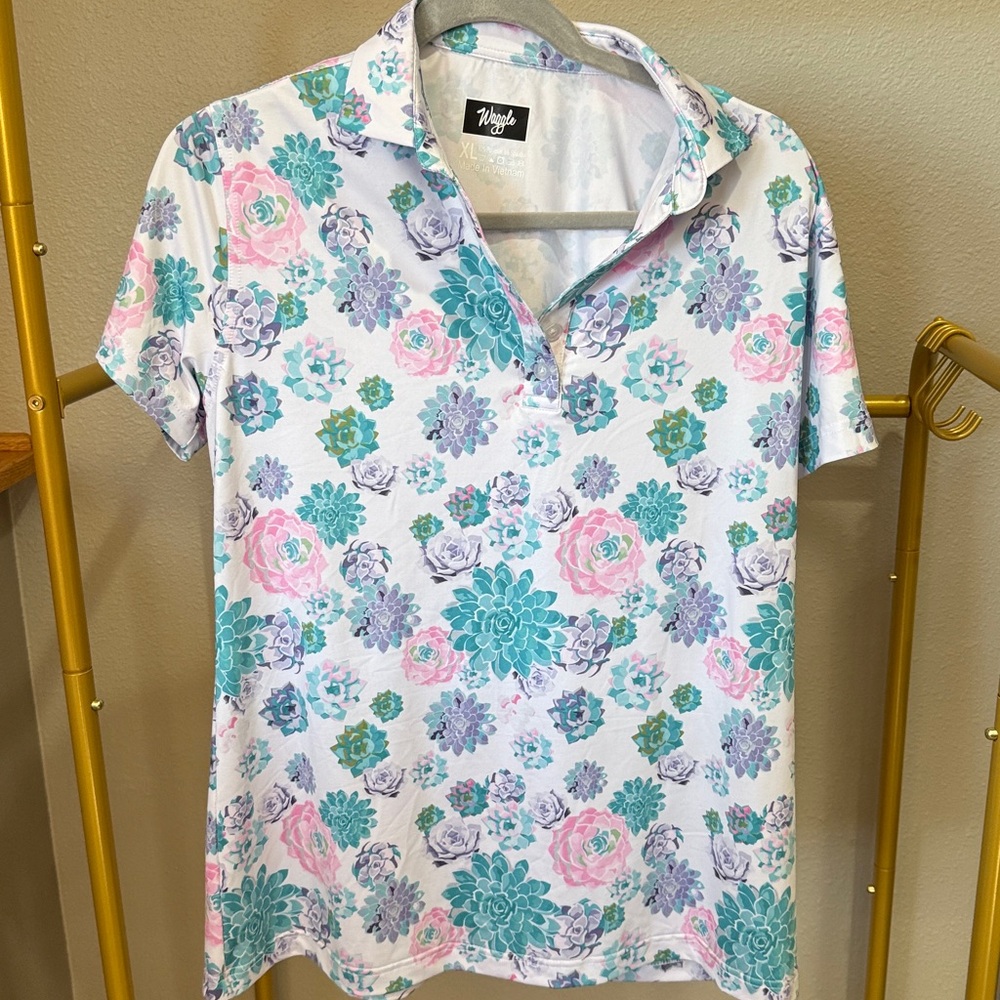 Floral Waggle Golf Polo Shirt